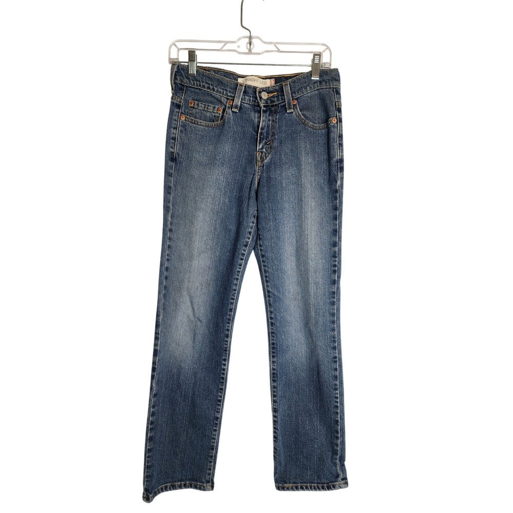 Levis 521 Straight Leg Jeans Womens 4S Medium Wash Blue Denim Mid Rise Stretch